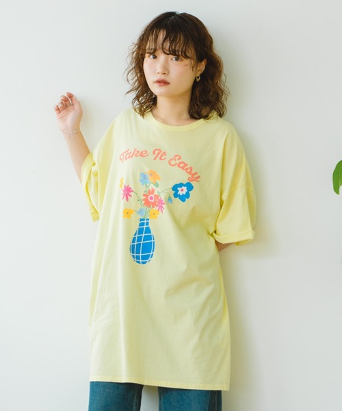 tシャツ 「eLur」フラワープリントBig T レディース eLur（エラー）の「【eLur】フラワープリントBig T（Tシャツ