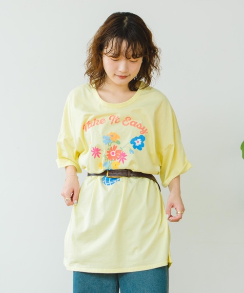 tシャツ 「eLur」フラワープリントBig T レディース eLur（エラー）の「【eLur】フラワープリントBig T（Tシャツ