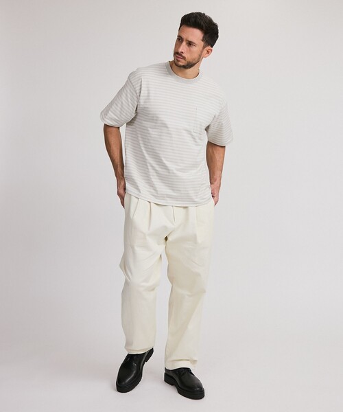 Saturdays NYC(サタデーズ ニューヨークシティ )の「Multi Stripe Relax SS Tee(Tシャツ/カットソー・メンズ・グレー/オリーブ・L/M/S/XL)」の7枚目の写真