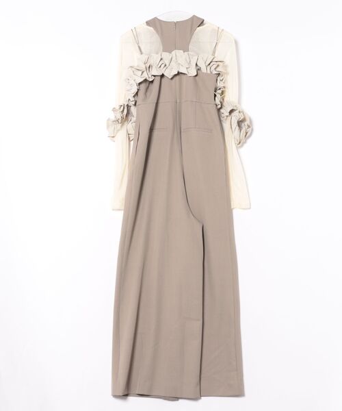 DONOBAN（ドノバン）の「【ANDRESD】ruffled bustier pants dress［フリルビスチェパンツドレス］（ワンピース・レディース・ベージュ×ブラック/グレー/ベージュ・S/M/L）」の4枚目の写真