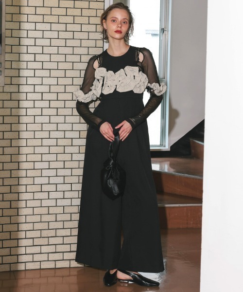 ANDRESD】ruffled bustier pants dress［フリルビスチェパンツドレス