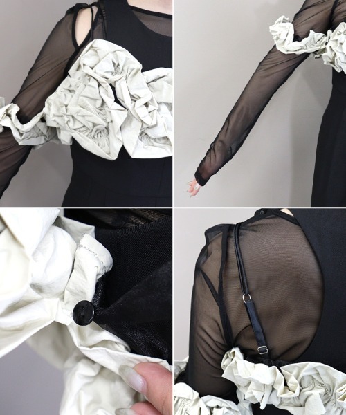 DONOBAN（ドノバン）の「【ANDRESD】ruffled bustier pants dress［フリルビスチェパンツドレス］（ワンピース・レディース・ベージュ×ブラック/グレー/ベージュ・S/M/L）」の9枚目の写真