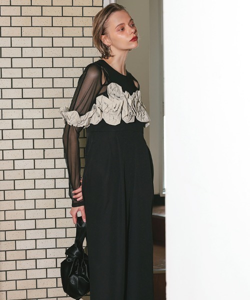 【え】ANDRESD ruffled bustier pants ドレス セール】【ANDRESD】ruffled bustier pants dress［フリルビスチェ