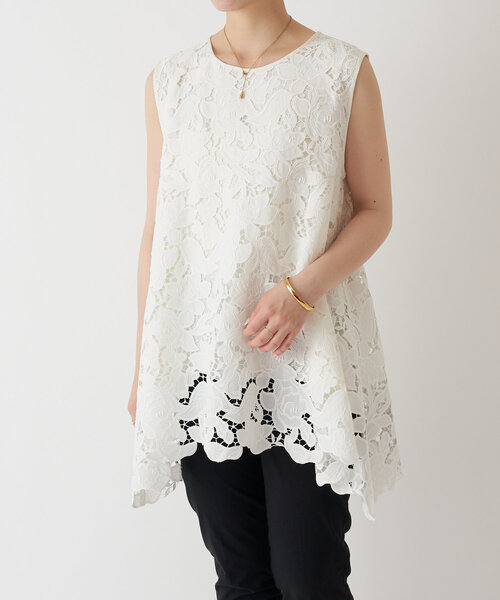 LIVETART（リヴェタート）の「刺繍レースノースリーブブラウス（シャツ/ブラウス・レディース・ブラック/ホワイト・FREE）」の3枚目の写真