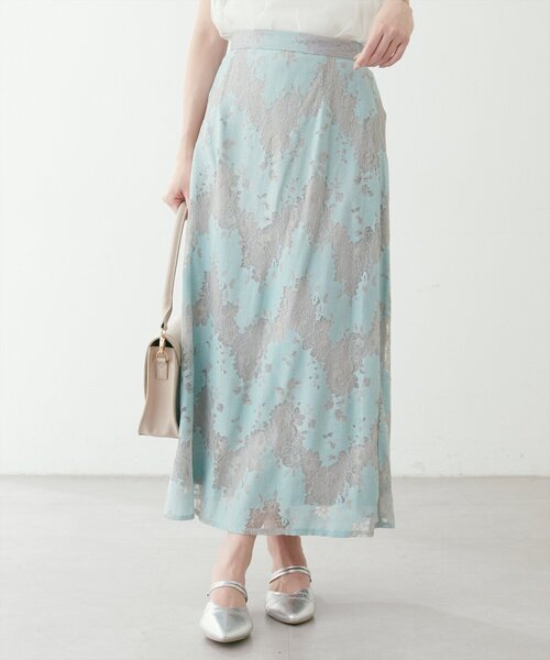 natural couture（ナチュラルクチュール）の「カラーレースAラインスカート（スカート・レディース・ブラウン/ミント/サックスブルー・FREE）」の9枚目の写真