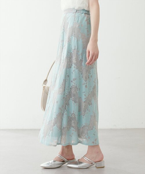 natural couture（ナチュラルクチュール）の「カラーレースAラインスカート（スカート・レディース・ブラウン/ミント/サックスブルー・FREE）」の10枚目の写真