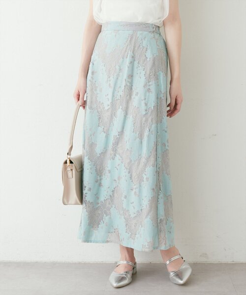natural couture（ナチュラルクチュール）の「カラーレースAラインスカート（スカート・レディース・ブラウン/ミント/サックスブルー・FREE）」の11枚目の写真