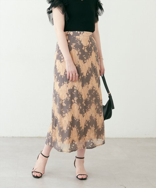natural couture（ナチュラルクチュール）の「カラーレースAラインスカート（スカート・レディース・ブラウン/ミント/サックスブルー・FREE）」の5枚目の写真