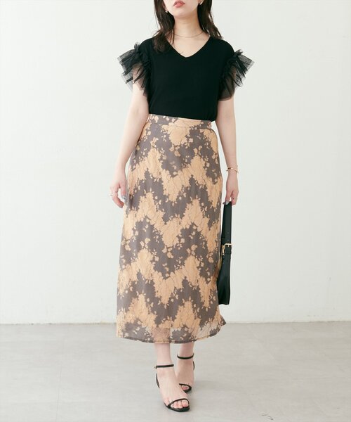 natural couture（ナチュラルクチュール）の「カラーレースAラインスカート（スカート・レディース・ブラウン/ミント/サックスブルー・FREE）」の6枚目の写真