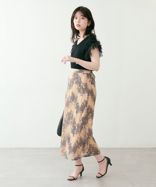 natural couture（ナチュラルクチュール）の「カラーレースAラインスカート（スカート・レディース・ブラウン/ミント/サックスブルー・FREE）」の7枚目の写真
