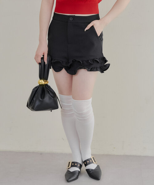 Another Branch olive des olive（アナザーブランチオリーブデオリーブ）の「フリフリショートパンツ（その他パンツ・レディース・ブラック/チャコールグレー・FREE）」の13枚目の写真