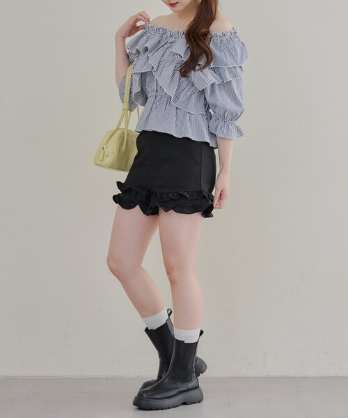 Another Branch olive des olive（アナザーブランチオリーブデオリーブ）の「フリフリショートパンツ（その他パンツ・レディース・ブラック/チャコールグレー・FREE）」の22枚目の写真