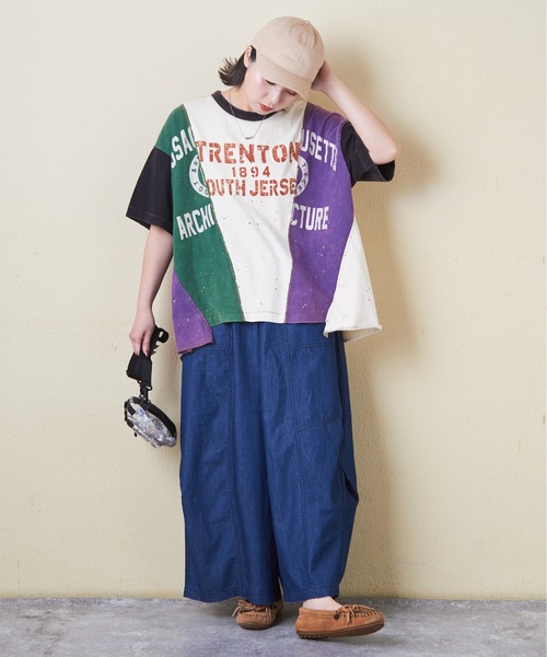 CUBE SUGAR（キューブシュガー）の「4.5オンスデニム切替タックイージーワイドパンツ（デニムパンツ・レディース・インディゴブルー/ブルー系/ネイビー系・M）」の8枚目の写真