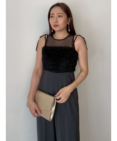 LAGUNAMOON（ラグナムーン）の「LADYデコレーションレイヤードパンツドレス 結婚式 お呼ばれ（パンツドレス・レディース・ベージュ/チャコールグレー・SMALL/MEDIUM）」の3枚目の写真