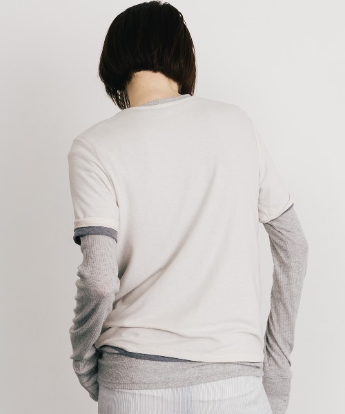 CREDONA(クレドナ)の「SMOOTHY SET TEE SHIRT/スムージーセットTシャツ(Tシャツ/カットソー・レディース・アイボリー/サックスブルー/グレー/ネイビー・FREE)」の9枚目の写真