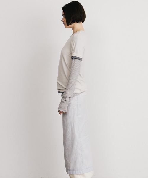 CREDONA(クレドナ)の「SMOOTHY SET TEE SHIRT/スムージーセットTシャツ(Tシャツ/カットソー・レディース・アイボリー/サックスブルー/グレー/ネイビー・FREE)」の12枚目の写真