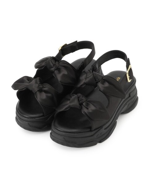 couture brooch(クチュールブローチ)の「ノットリボン厚底スポーツサンダル(サンダル・レディース・ピンク/ブラック・35/45)」の2枚目の写真
