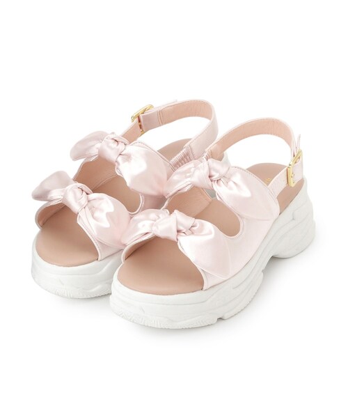 couture brooch(クチュールブローチ)の「ノットリボン厚底スポーツサンダル(サンダル・レディース・ピンク/ブラック・35/45)」の7枚目の写真