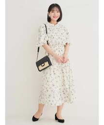 【大きいサイズ】ピンタックフレアスリーブワンピース