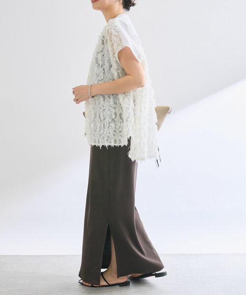 RIVE DROITE（リヴドロワ）の「【着映え◎】カットジャガードフレンチシャツ（シャツ/ブラウス・レディース・ベージュ/ブラック/オフホワイト・FREE）」の12枚目の写真