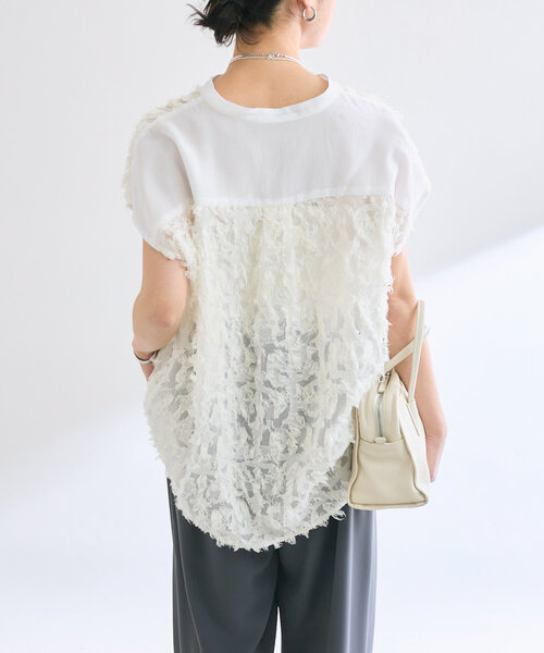 RIVE DROITE（リヴドロワ）の「【着映え◎】カットジャガードフレンチシャツ（シャツ/ブラウス・レディース・ベージュ/ブラック/オフホワイト・FREE）」の18枚目の写真