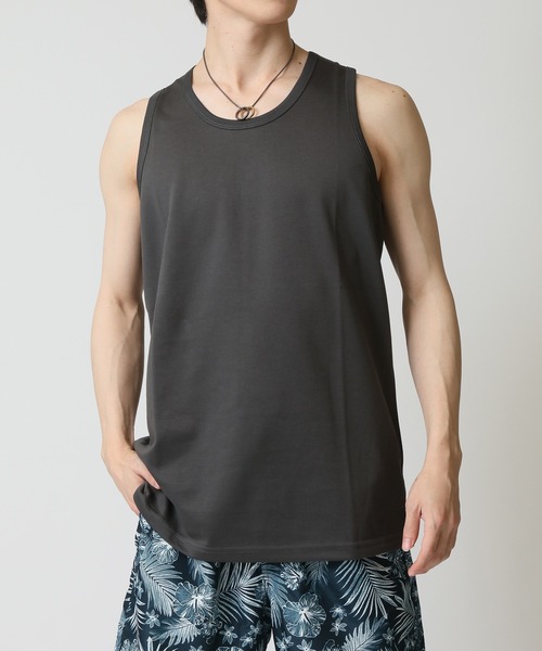 TopIsm(トップイズム)の「吸汗速乾ストレッチ 無地 タンクトップ ノースリーブ(タンクトップ・メンズ・ブルー/カーキ/ベージュ/ブラック/ホワイト/チャコール・L/M/LL)」の19枚目の写真