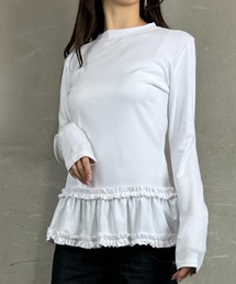ヘムフリル チュニック丈 ロングスリーブ トップス