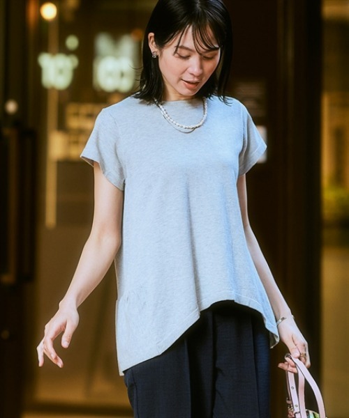 7days Life Styling（セブンデイズライフスタイリング）の「バックフレア綿混ニットプルオーバー（接触冷感・毛玉になりにくい・UVカット）＜大きいサイズ有＞（ニット/セーター・レディース・ブラック/ブルー/杢グレー・S/M/L/LL/3L）」の3枚目の写真