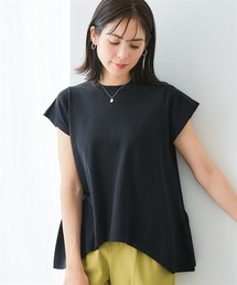 【接触冷感/UVカット】バックフレア綿混ニットプルオーバー