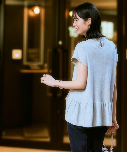 7days Life Styling（セブンデイズライフスタイリング）の「バックフレア綿混ニットプルオーバー（接触冷感・毛玉になりにくい・UVカット）＜大きいサイズ有＞（ニット/セーター・レディース・ブラック/ブルー/杢グレー・S/M/L/LL/3L）」の7枚目の写真