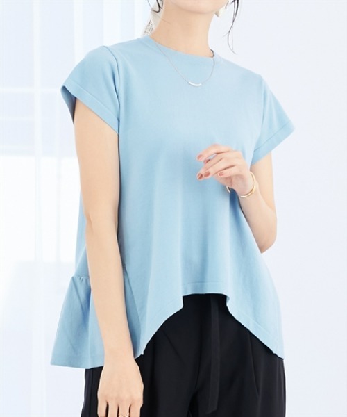 7days Life Styling（セブンデイズライフスタイリング）の「バックフレア綿混ニットプルオーバー（接触冷感・毛玉になりにくい・UVカット）＜大きいサイズ有＞（ニット/セーター・レディース・ブラック/ブルー/杢グレー・S/M/L/LL/3L）」の12枚目の写真