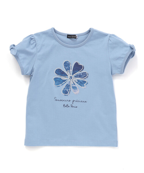 【ROSEFRANTZ】★パフシャーリングリボンTシャツ★ リボンシャーリングショートスリーブブラウス【ライトピンク】
