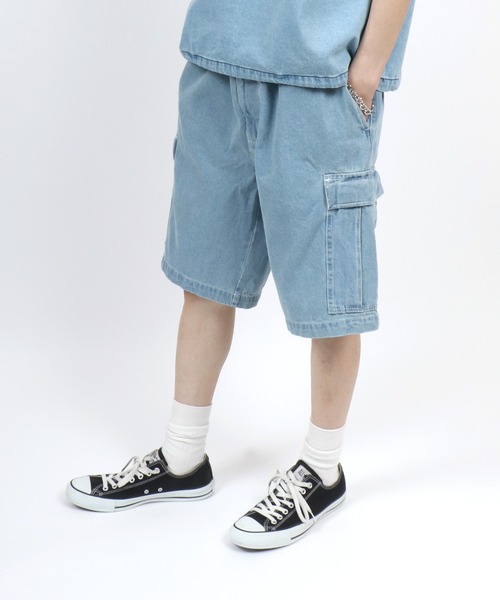 ANPAS(アンパス)の「Vintage Design Indigo Denim Cargo Half Pants/ヴィンテージデザイン インディゴ デニムカーゴパンツ ハーフパンツ メンズ レディース(デニムパンツ・メンズ・ブラック/サックスブルー/ブルー・LL/L/M)」の14枚目の写真