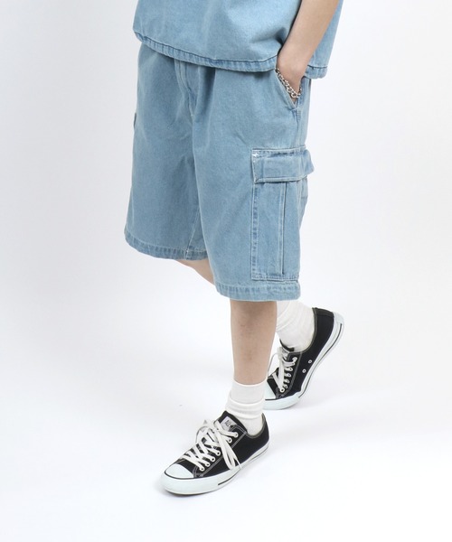 ANPAS(アンパス)の「Vintage Design Indigo Denim Cargo Half Pants/ヴィンテージデザイン インディゴ デニムカーゴパンツ ハーフパンツ メンズ レディース(デニムパンツ・メンズ・ブラック/サックスブルー/ブルー・LL/L/M)」の15枚目の写真