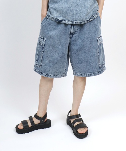 【クロードモンタナ】ハーフパンツ デニム セットアップ  レディース (9)古着 セール】Vintage Design Indigo Denim Cargo Half Pants