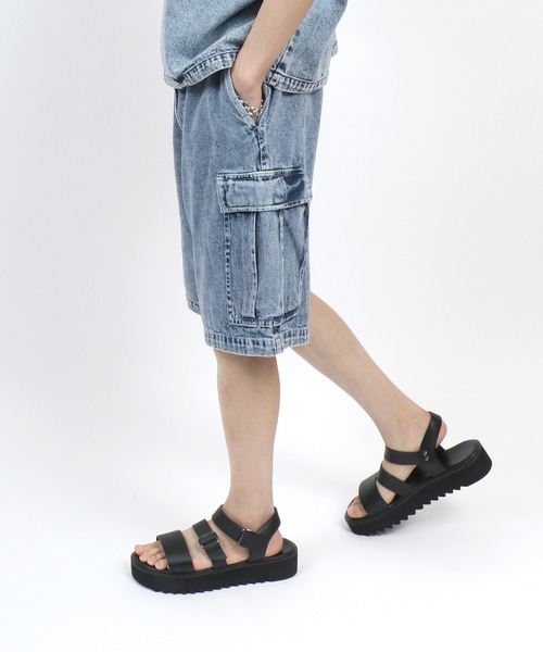ANPAS(アンパス)の「Vintage Design Indigo Denim Cargo Half Pants/ヴィンテージデザイン インディゴ デニムカーゴパンツ ハーフパンツ メンズ レディース(デニムパンツ・メンズ・ブラック/サックスブルー/ブルー・LL/L/M)」の22枚目の写真