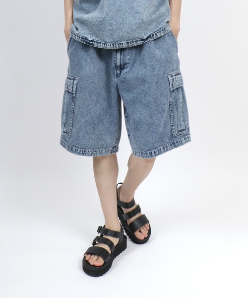セール】Vintage Design Indigo Denim Cargo Half Pants