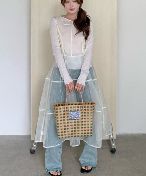 LAFFMO（ラフモ）の「カットソーとシアーワンピース　２枚セット（その他トップス・レディース・アイボリー/ブラウン・F）」の7枚目の写真