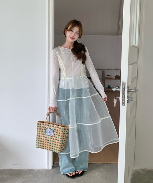 LAFFMO（ラフモ）の「カットソーとシアーワンピース　２枚セット（その他トップス・レディース・アイボリー/ブラウン・F）」の10枚目の写真