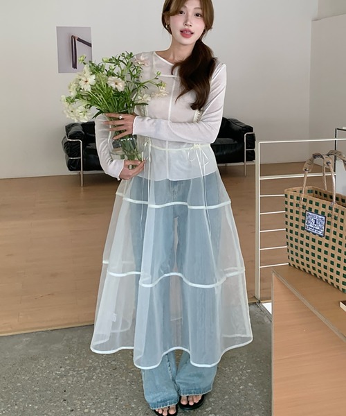 LAFFMO（ラフモ）の「カットソーとシアーワンピース　２枚セット（その他トップス・レディース・アイボリー/ブラウン・F）」の11枚目の写真