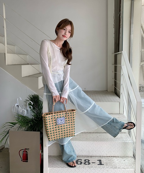 LAFFMO（ラフモ）の「カットソーとシアーワンピース　２枚セット（その他トップス・レディース・アイボリー/ブラウン・F）」の13枚目の写真