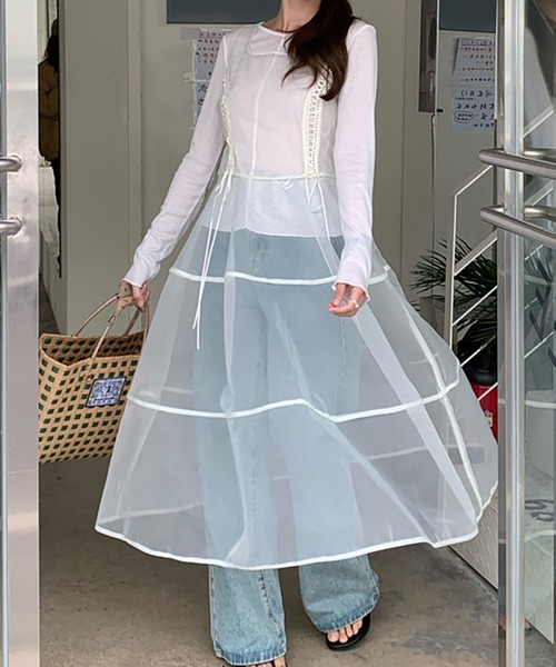 LAFFMO（ラフモ）の「カットソーとシアーワンピース　２枚セット（その他トップス・レディース・アイボリー/ブラウン・F）」の15枚目の写真