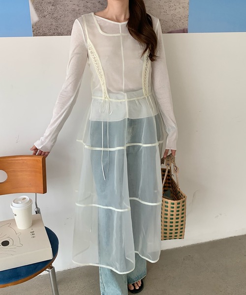 LAFFMO（ラフモ）の「カットソーとシアーワンピース　２枚セット（その他トップス・レディース・アイボリー/ブラウン・F）」の17枚目の写真