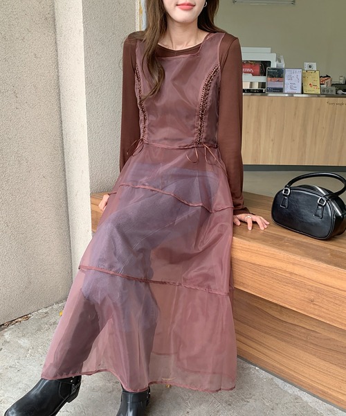 LAFFMO（ラフモ）の「カットソーとシアーワンピース　２枚セット（その他トップス・レディース・アイボリー/ブラウン・F）」の18枚目の写真