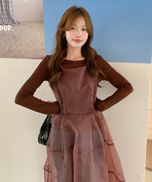 LAFFMO（ラフモ）の「カットソーとシアーワンピース　２枚セット（その他トップス・レディース・アイボリー/ブラウン・F）」の19枚目の写真