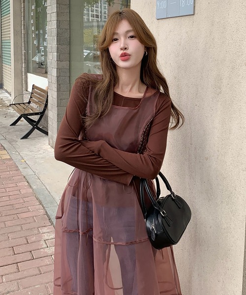 LAFFMO（ラフモ）の「カットソーとシアーワンピース　２枚セット（その他トップス・レディース・アイボリー/ブラウン・F）」の20枚目の写真