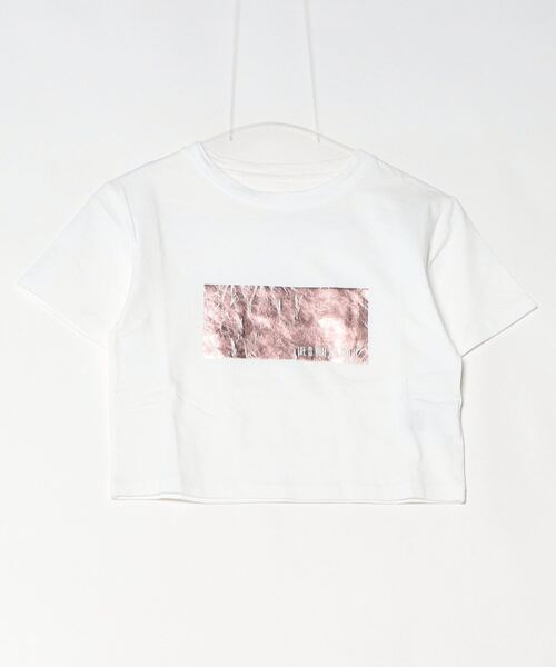 Per sist ence(パーシエンス)の「箔プリントショート丈Tシャツ(Tシャツ/カットソー・レディース・ホワイト×ピンク/ホワイト×シルバー/ブラック×シルバー/ホワイト×ゴールド/ブラック×ゴールド・ONE SIZE)」の15枚目の写真