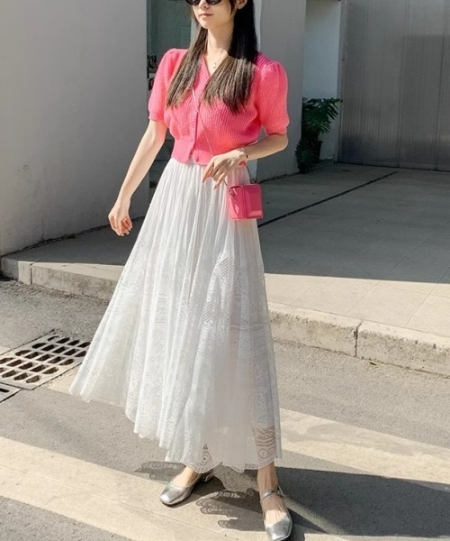 gossip！ロサンゼルス（ゴシップロサンゼルス）の「レトロガーリー＊レースチュールフレアロングスカート（スカート・レディース・ホワイト/アイボリー/ブラック・FREE）」の13枚目の写真