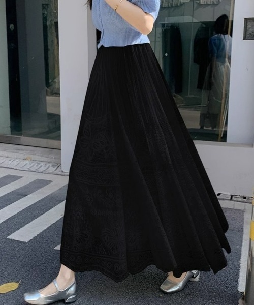 gossip！ロサンゼルス（ゴシップロサンゼルス）の「レトロガーリー＊レースチュールフレアロングスカート（スカート・レディース・ホワイト/アイボリー/ブラック・FREE）」の21枚目の写真