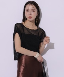 美品⭐︎アプワイザーリッシェ ドットニットチュニック トップス ニット ブラウス Apuweiser-riche アプワイザーリッシェ ドットニットチュニック
